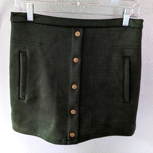 Green suede mini skirt